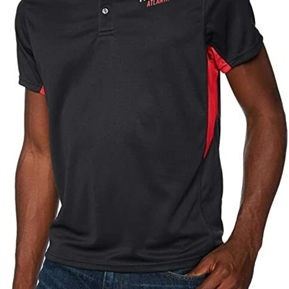 Atlanta Falcons Men's MEDIUM Polo Shirt (NFL) Black and Red